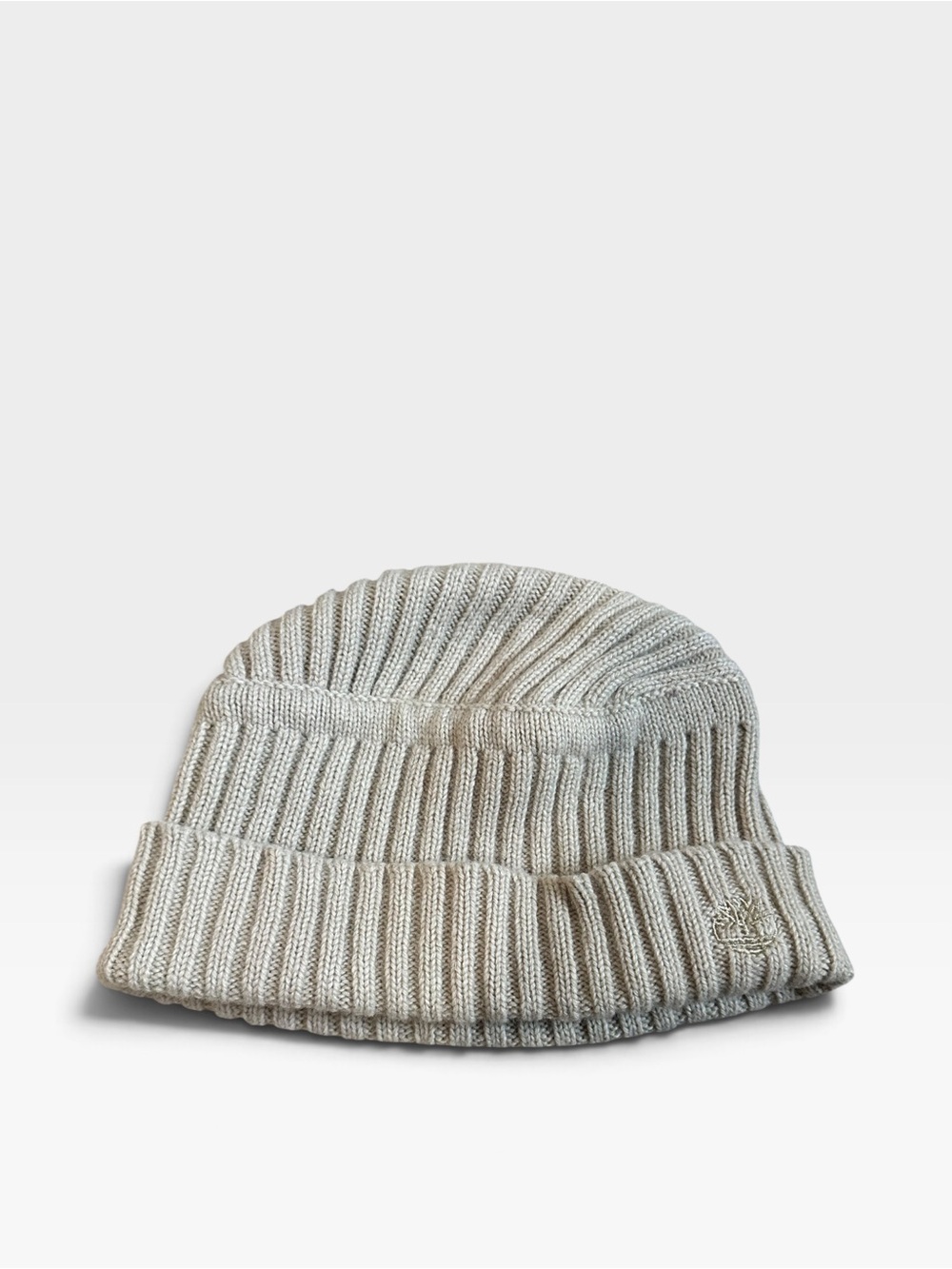 Vintage 90s Timberland Oatmeal Grey Heavy Ribbed Wool Beanie Skater Gorpcore